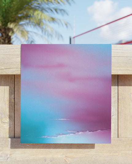 Wine Sea Blue Fog Beach Towel, 18" x 27"