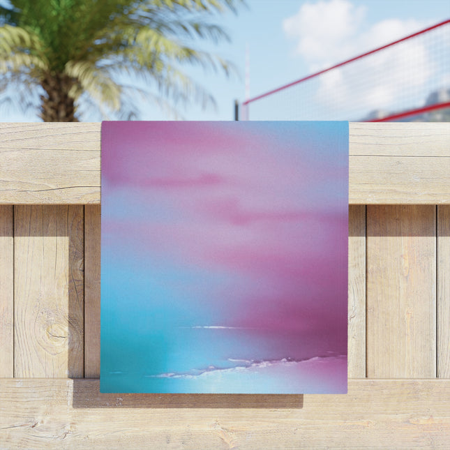 Wine Sea Blue Fog Beach Towel, 18" x 27"