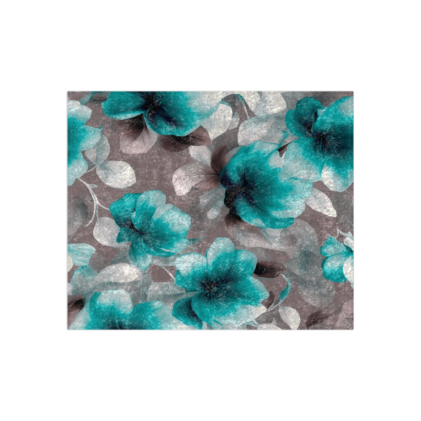 Tif Green Gray Floral Bunch Crushed Velvet Blanket, 50" x 60"