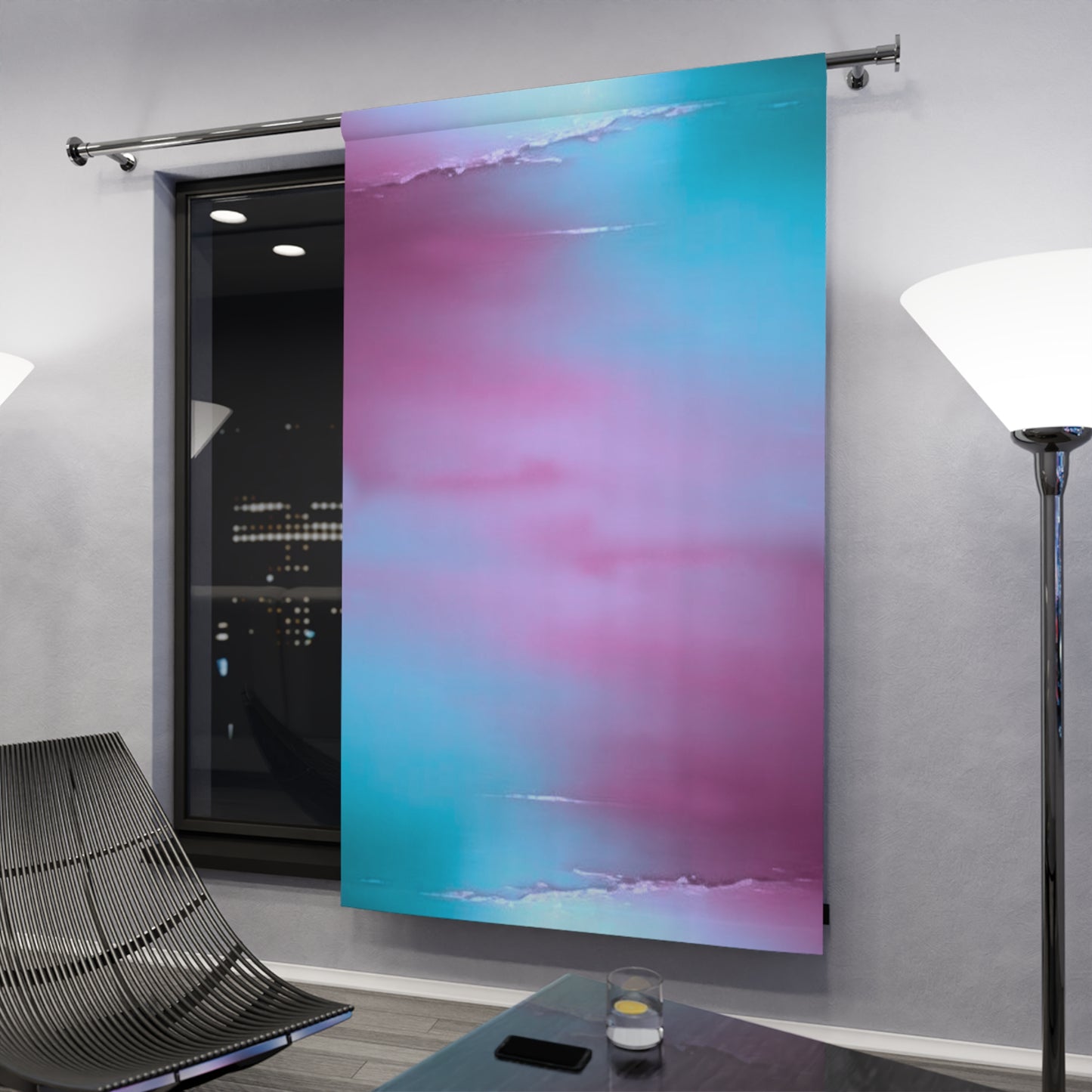 Wine Sea Blue Fog Window Curtain, 50" x  84", blackout