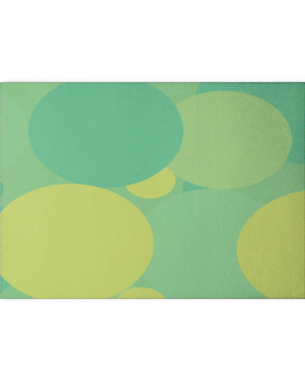 Pastel Green Patches 8" x 11" Glass Cutting Board