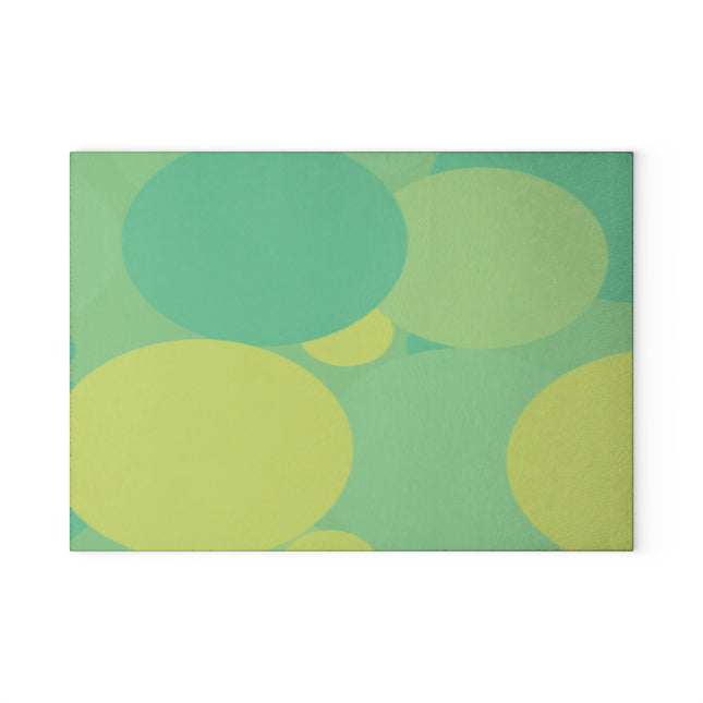 Pastel Green Patches 8" x 11" Glass Cutting Board