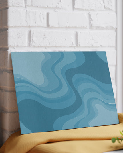 Sky Blue Wavey 8" x 11" Glass Cutting Board