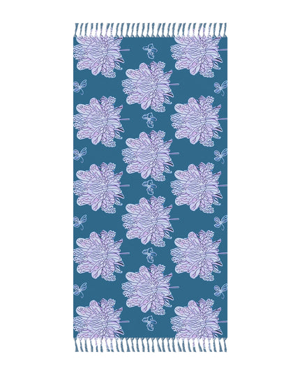 Lavender Floral Butterflies 38" × 81" Boho Beach Cloth
