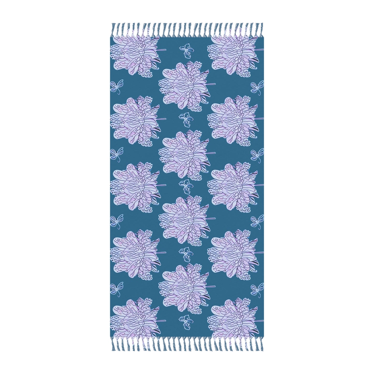Lavender Floral Butterflies 38" × 81" Boho Beach Cloth