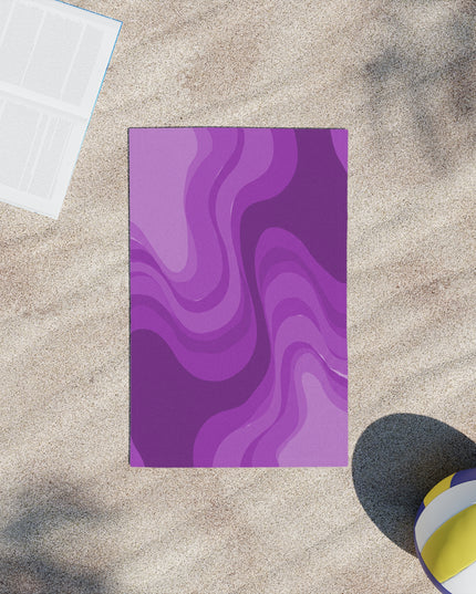 Wavey Purple Wavey Beach Towel, 18" x 27"
