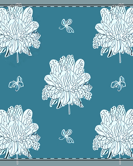 Tif Green White Floral Butterflies 22" x 22" Cotton Twill Napkin