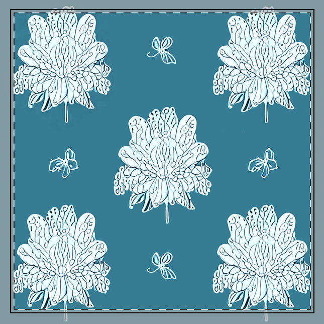 Tif Green White Floral Butterflies 22" x 22" Cotton Twill Napkin