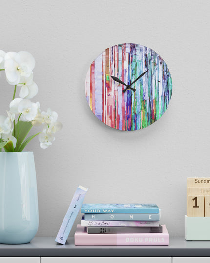 Striped Pastels Acrylic Wall Clock, Round or Square, 10.75" x 10.75"