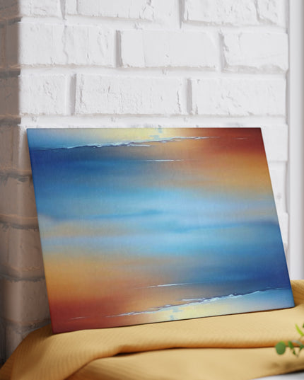 Blue Sea Red Orange Fog 8" x 11" Glass Cutting Board