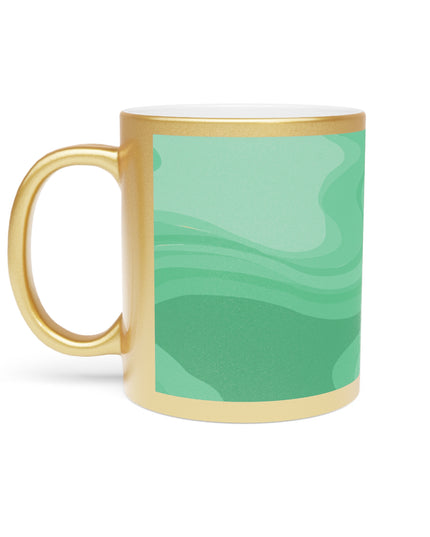 Mint Green Wavey 11 oz Metallic Mug (Silver\Gold)