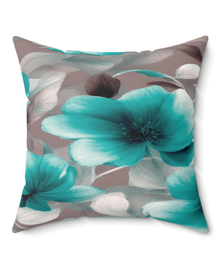 Tif Green Gray Floral Bunch Faux Suede Square Pillow, 20" x 20"