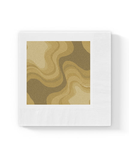 Brown Wavey White Coined Napkins, 6.5" x 6.5"