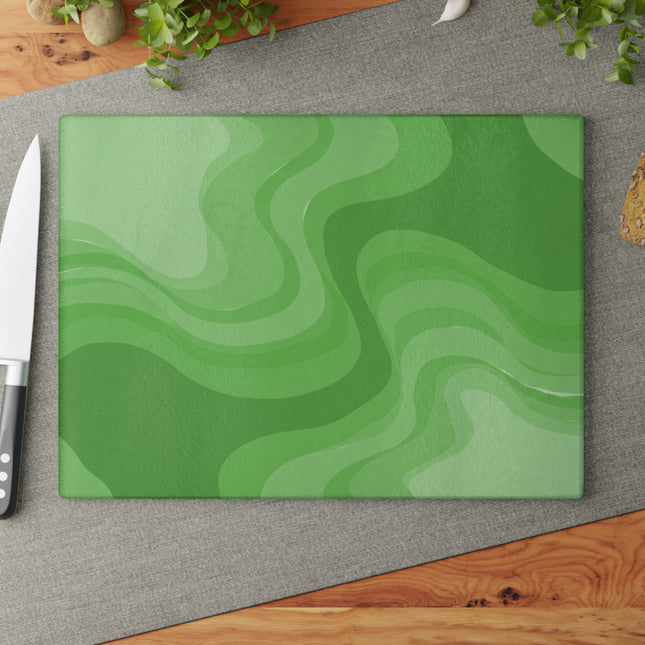 Greenie Meanie Wavey Glass Cutting Board, 11" x 15"