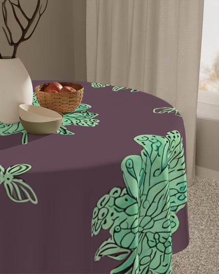 Mint Green Floral Butterflies Tablecloth, 55" x 55"