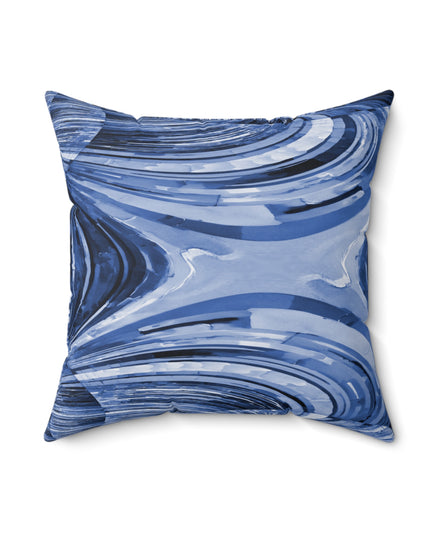 Uzi Spiral Deep Blue Faux Suede Square Pillow, 18" x 18"