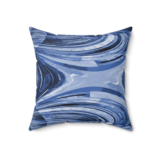 Uzi Spiral Deep Blue Faux Suede Square Pillow, 18" x 18"