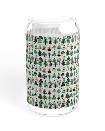 Mini Vintage Green Trees Sipper Glass, 16oz