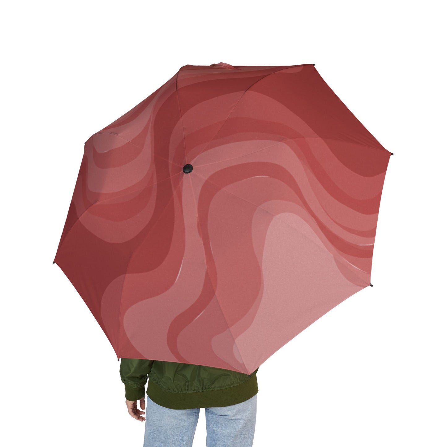 Power Red Wavey Foldable Umbrella - Compact & Chic