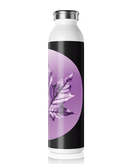 Purple Maple Leaf Slim Water Bottle, 20 oz White