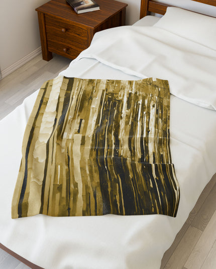 Striped Light Brown Velveteen Plush Blanket, 30" x 40"