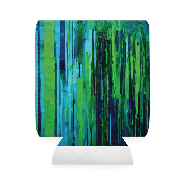 Striped Blue Green 12 oz Can Cooler Sleeve