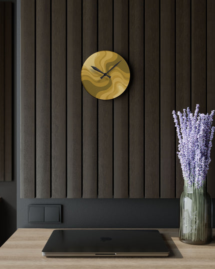 Brown Wavey 8" x 8" Round Acrylic Wall Clock