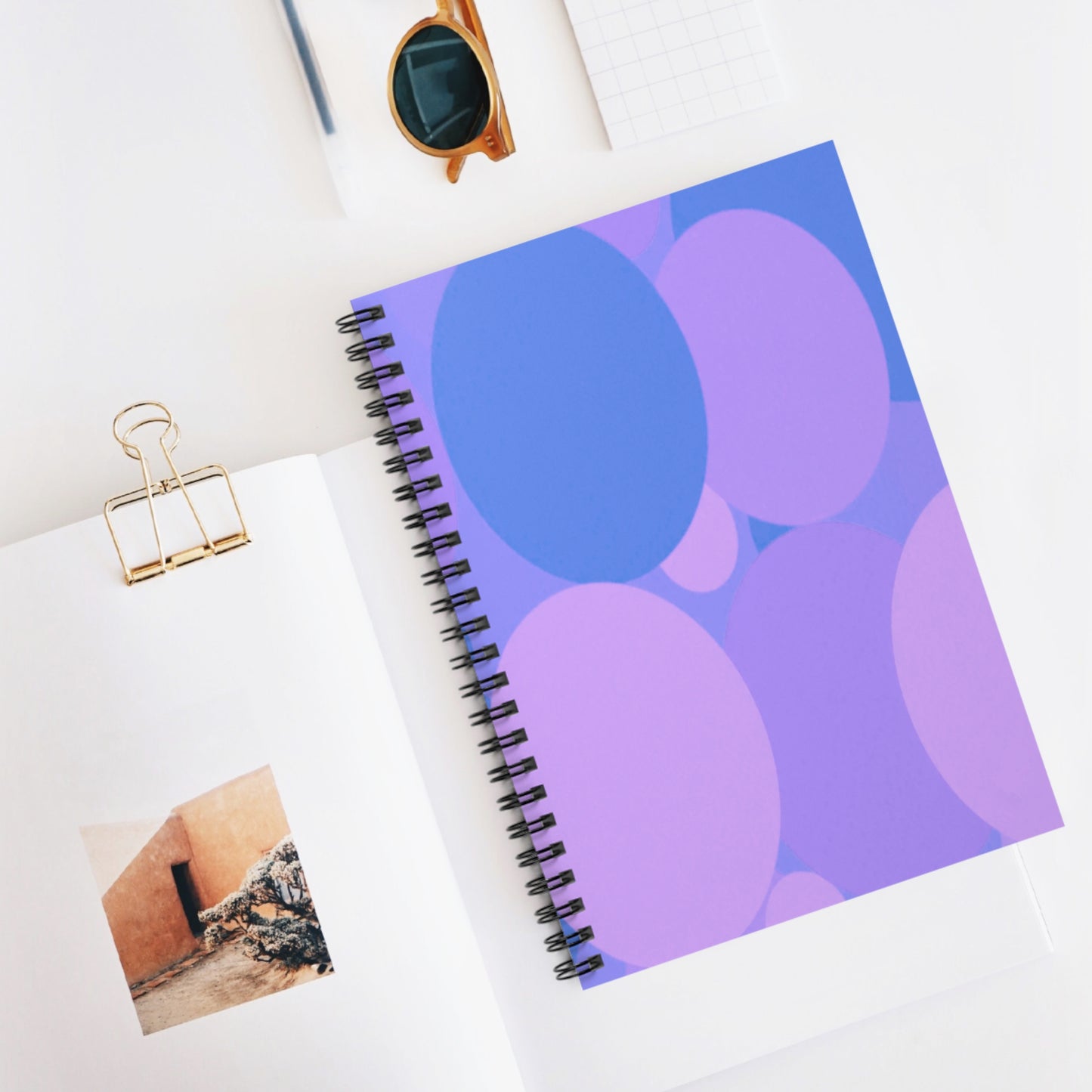 Pastel Purple Family Patches Spiral Notebook - Ruled Line, 6" x 8", 118 pagess