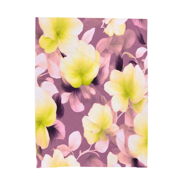Lemon Blossom Floral Bunch Velveteen Plush Blanket, 60" x 80"