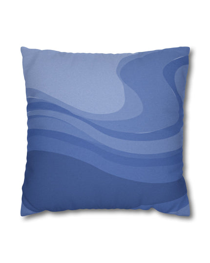 Deep Blue Wavey Spun Polyester Square Pillowcase, 14" x 14"