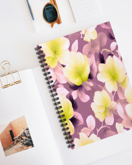 Lemon Blossom Floral Bunch Spiral Notebook - Ruled Line, 6" x 8", 118 pages