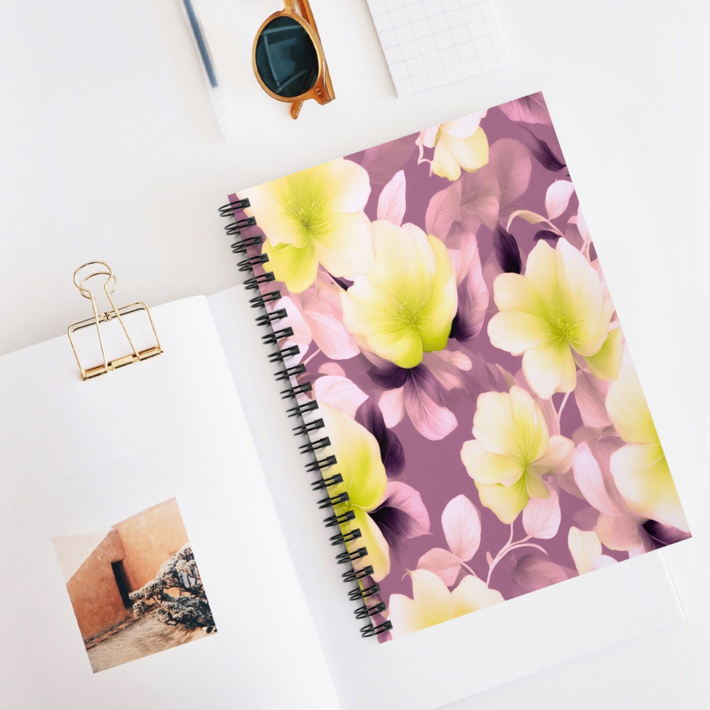 Lemon Blossom Floral Bunch Spiral Notebook - Ruled Line, 6" x 8", 118 pages