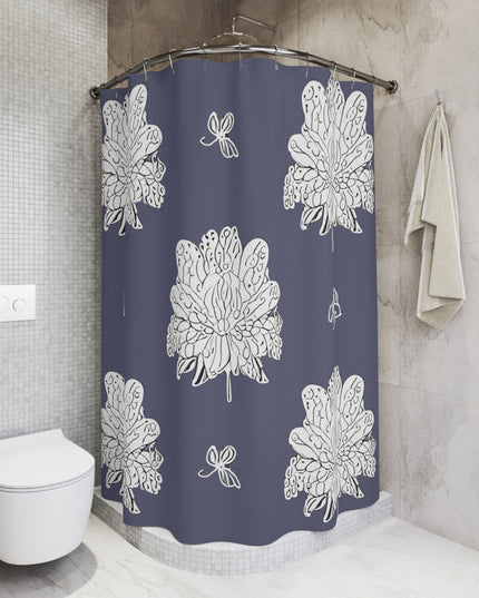 White Floral Butterflies Shower Curtain, 71" x 74"