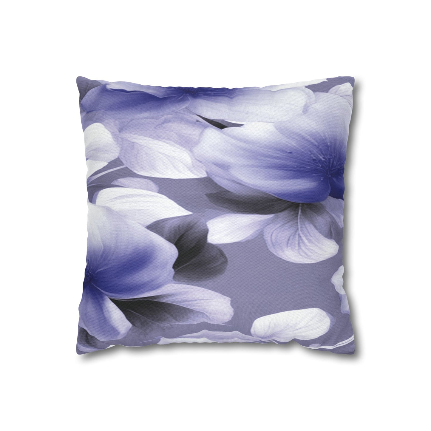 Indigo Blossom Floral Bunch Spun Polyester Square Pillowcase, 14" x 14"
