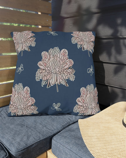 Rose White Floral Butterflies 20" x 20" Outdoor Pillow