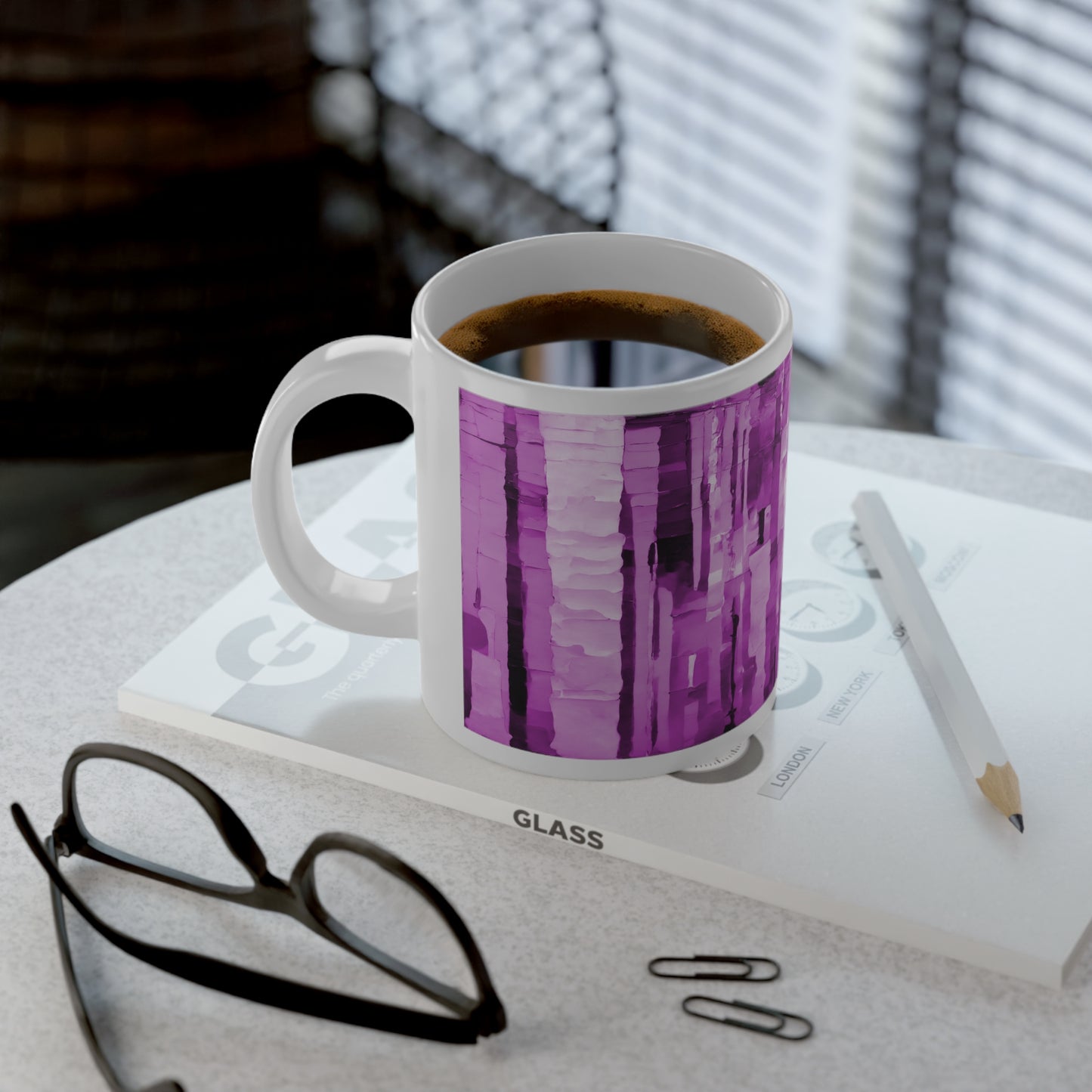 Striped Powder Lavender 20 oz White Glossy Jumbo Mug