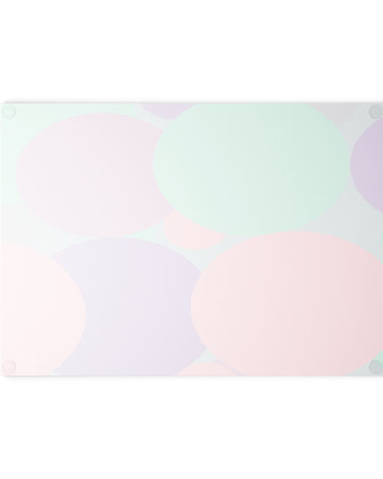 Pastel Peach and Soft Green Patches 8" x 11" Glass Cutting Board