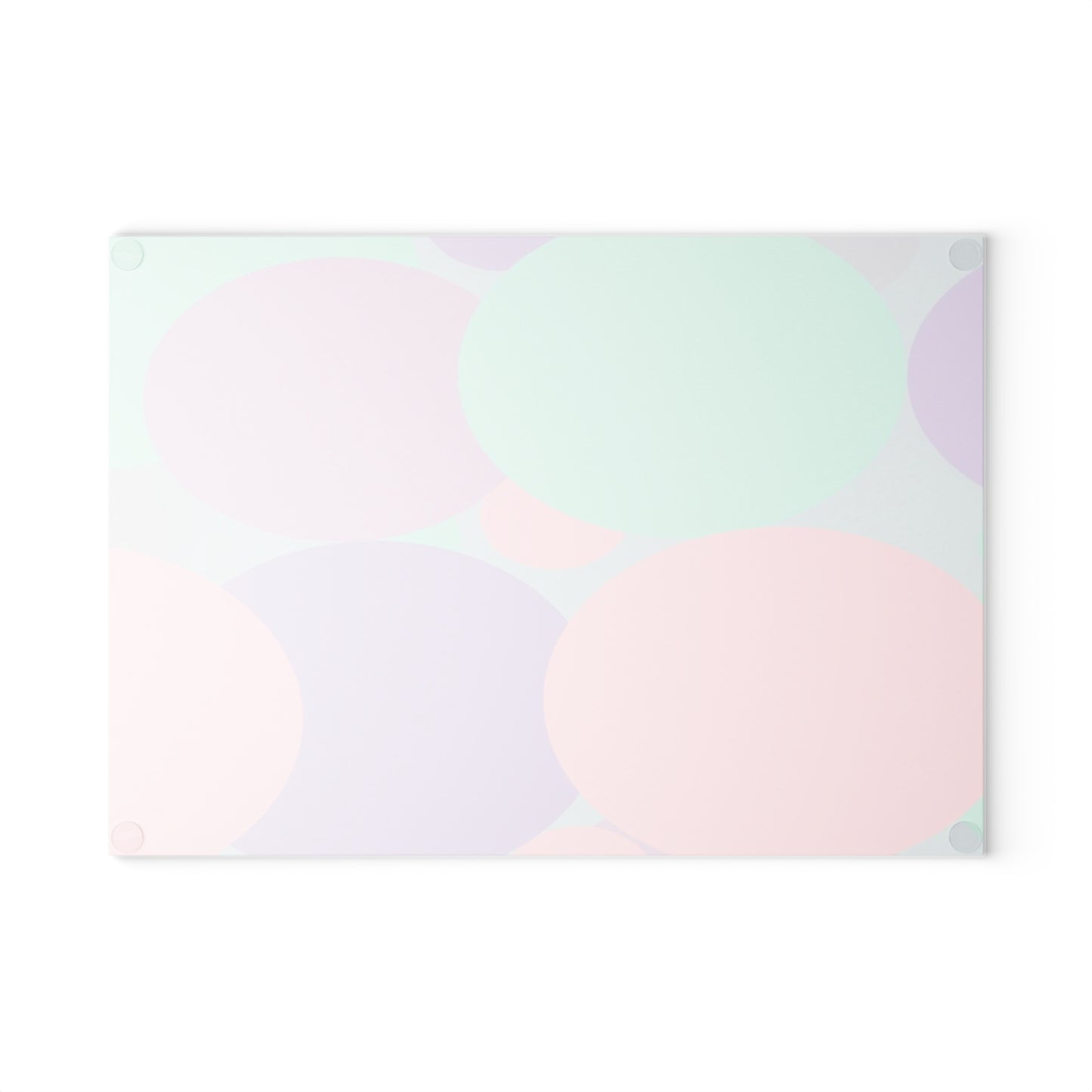 Pastel Peach and Soft Green Patches 8" x 11" Glass Cutting Board