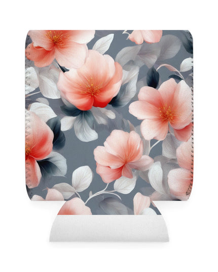 Red Blossom Floral Bunch 12 oz Can Cooler Sleeve