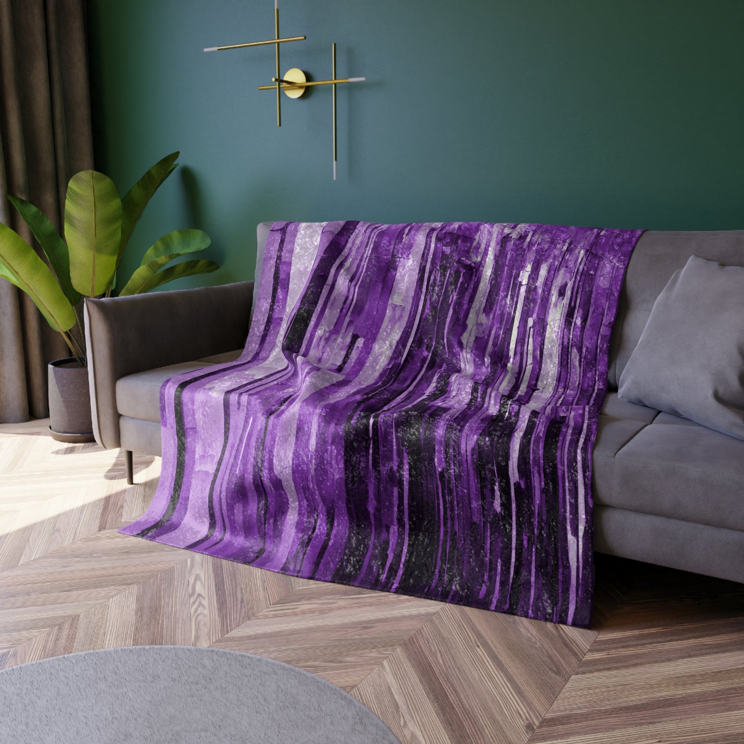 Striped Powder Lavender 50" x 60" Crushed Velvet Blanket