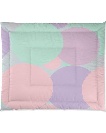 Pastel Peach and Soft Green Patches 104" × 88" Comforter