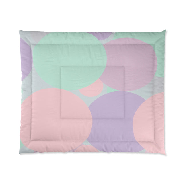 Pastel Peach and Soft Green Patches 104" × 88" Comforter