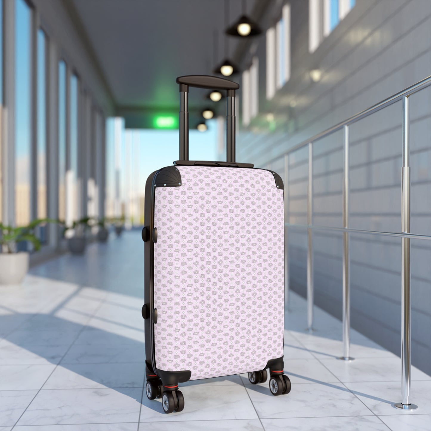Pink Mornings Star-crossed Bodies Small Suitcase with built in lock, 4 double-wheels, telescopic handle, and ABS back hard-shell