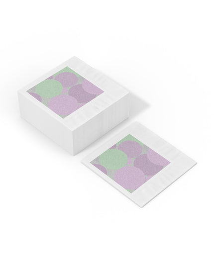 Pastel Lavender Purple and Soft Green Patches White Coined Napkins, 6.5" x 6.5"