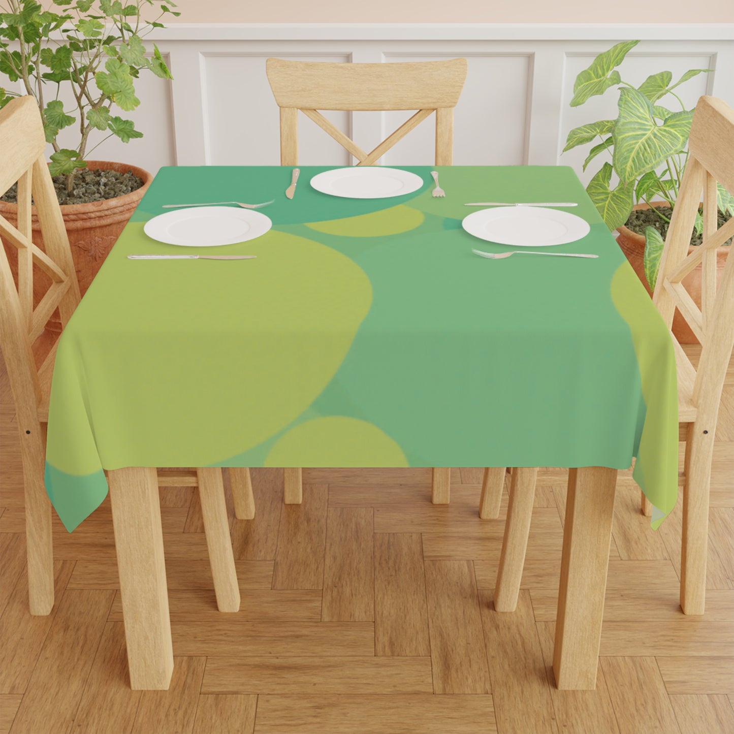 Pastel Green Patches Tablecloth, 55" x 55"