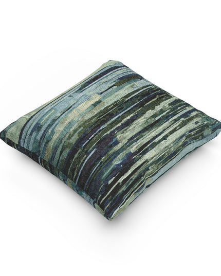 Striped Blue Green Woven Pillow, 17" x 18"