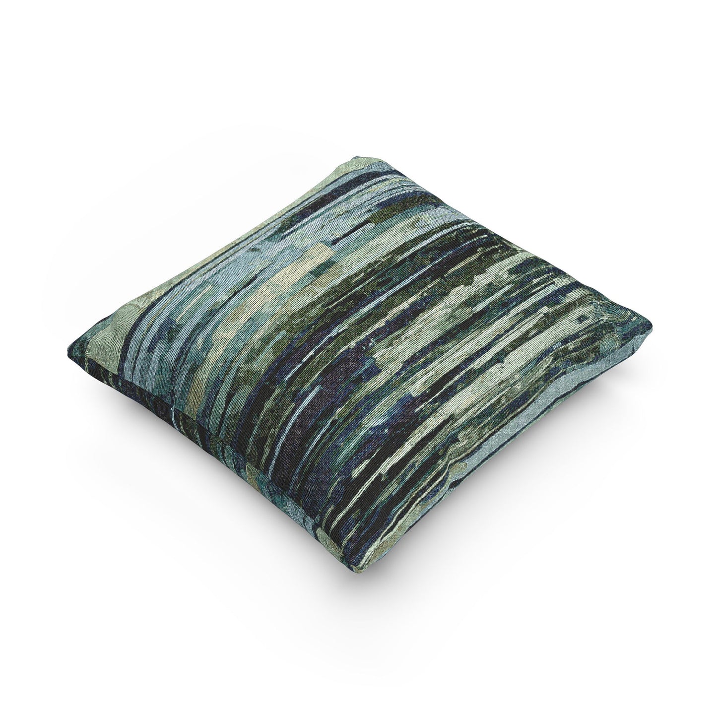 Striped Blue Green Woven Pillow, 17" x 18"