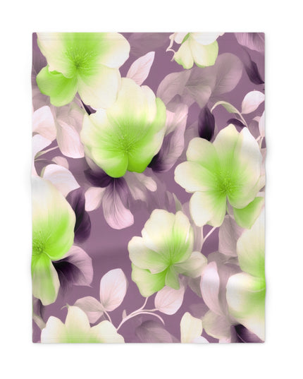 Lime Lavender Floral Bunch Soft Fleece Baby Blanket, 30" x 40"
