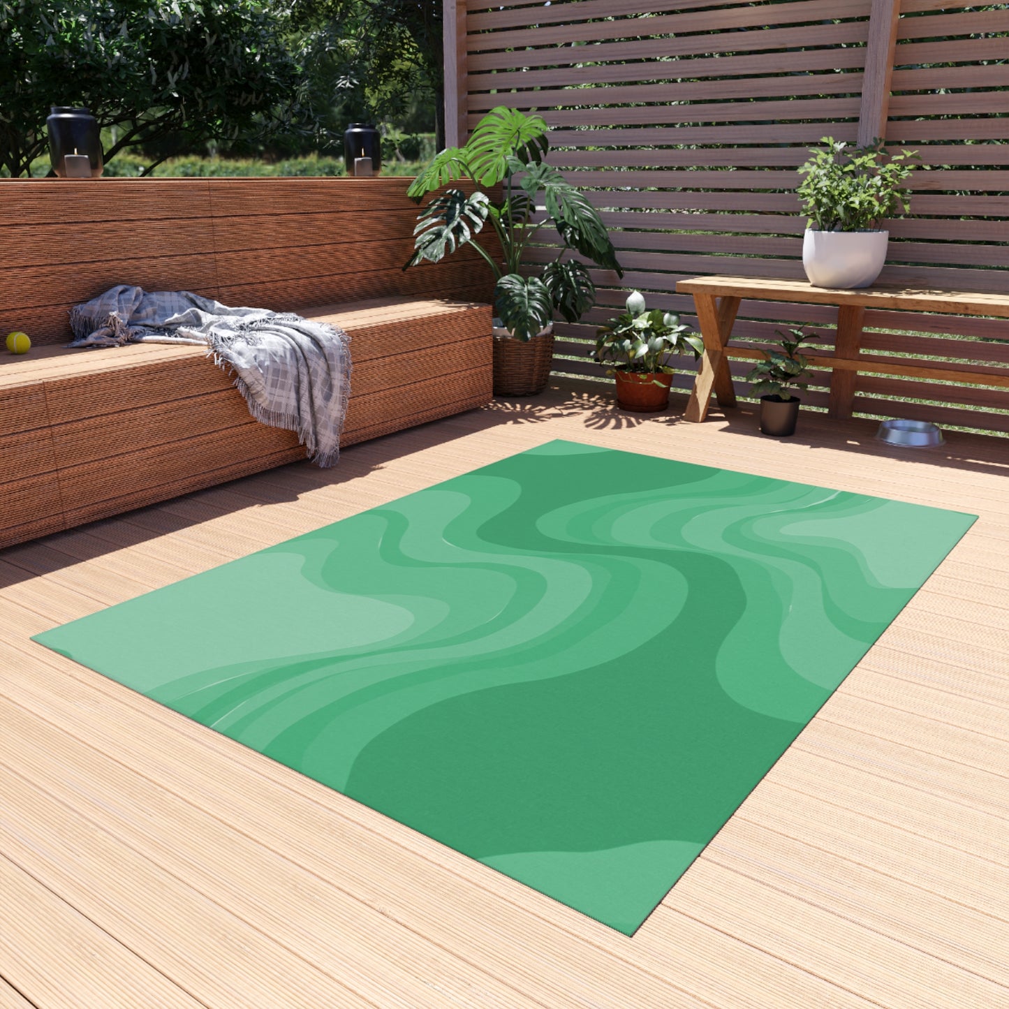 Mint Green Wavey 60" x 84" Outdoor Rug