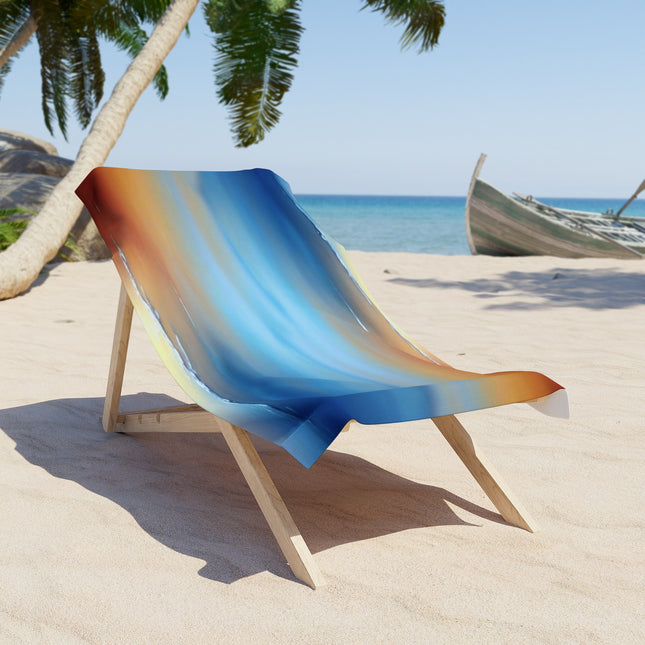 Blue Sea Red Orange Fog Beach Towel, 30" x 60"